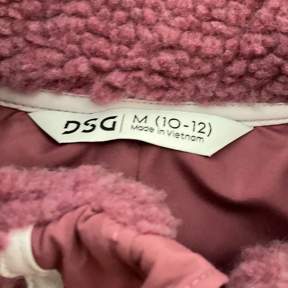 DSG Girls Cozy Fleece Full Zip Jacket Rose Coffee Color‎ Block Size M (10-12)